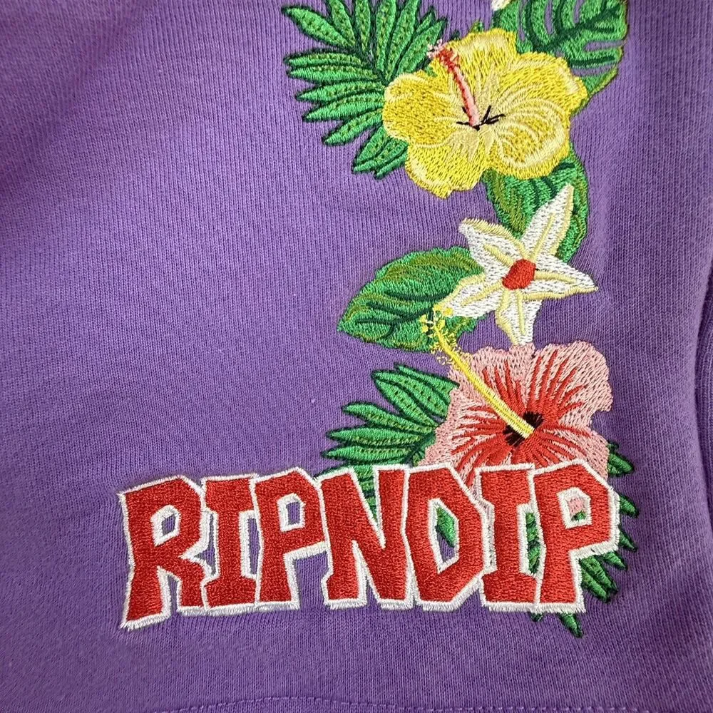 Rip N Dip Aloha Nerm Shorts Sweatshorts Men Medium Lavender Embroidered Hawaiian
